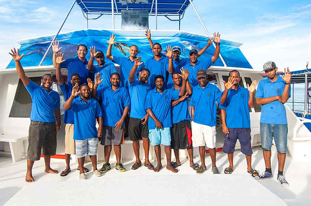 a group shot of the Dive Dominica staff